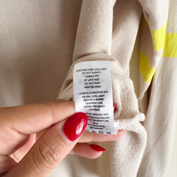 Sundry x Evereve Tan + Neon Stripe Varsity Long Sleeve Lightweight Sweater - Picture 6 of 10